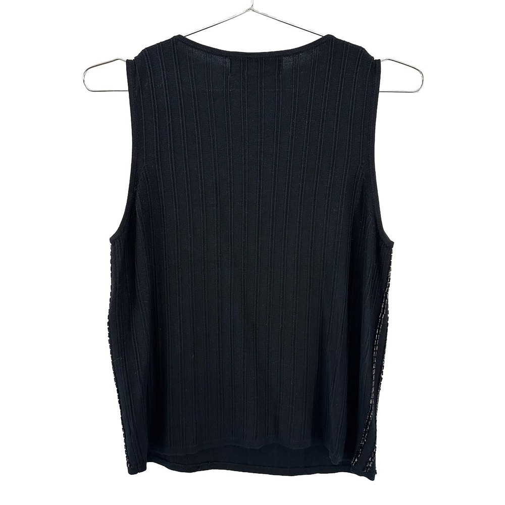 AUGUST SILK Beaded 100%‎ Silk Sweater Knit Tank • Medium • black • chic preppy - Picture 4 of 6